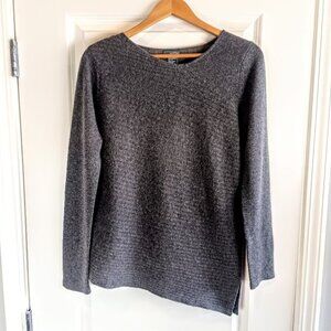 Griffen Grey Ribbed Asymmetrical Hem Cashmere Sweater